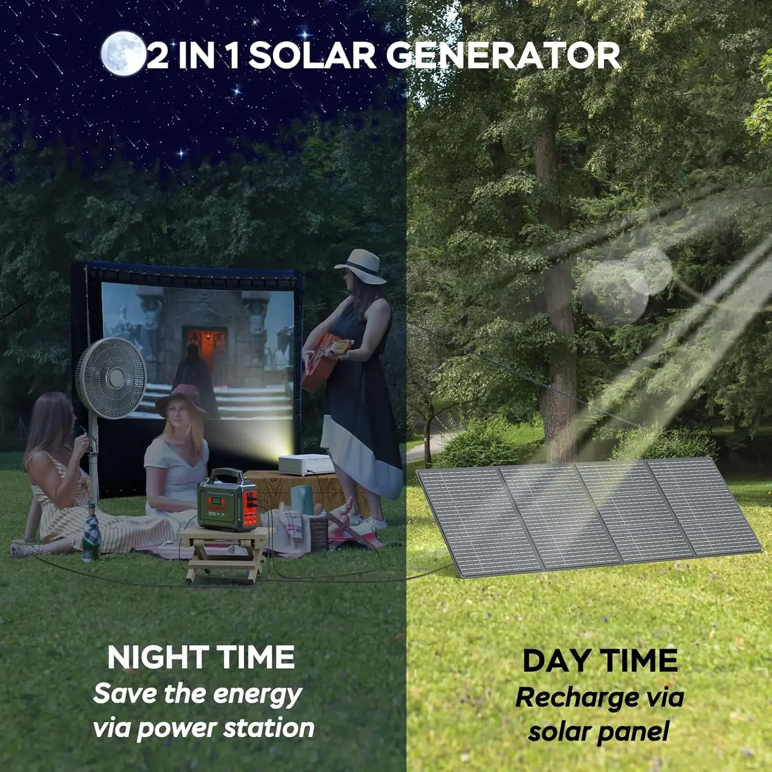 Solar Generator 296Wh Portable Power Station with Solar Panel 60W Included Solar Power Bank with AC Outlets 300W Pure Sine Wave