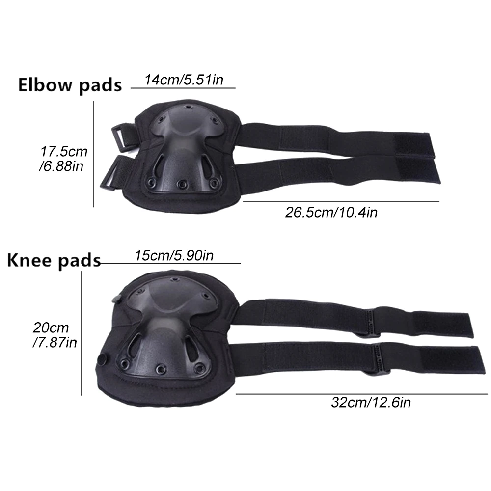 4Pcs/Set Tactical Combat Knee & Elbow Protective Pads Set for Outdoor CS Paintball Game Cycling Safety Skateboarding Gear Skates