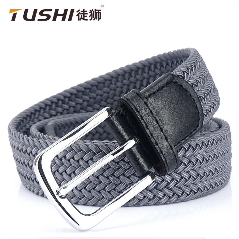 

TUSHI Belt Men's Fashion Comfort Stretch Belt Braided Non-hole Student Jeans Casual Business Simple Wild Elastic Woven Belt