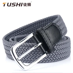 TUSHI Belt Men's Fashion Comfort Stretch Belt Braided Non-hole Student Jeans Casual Business Simple Wild Elastic Woven Belt
