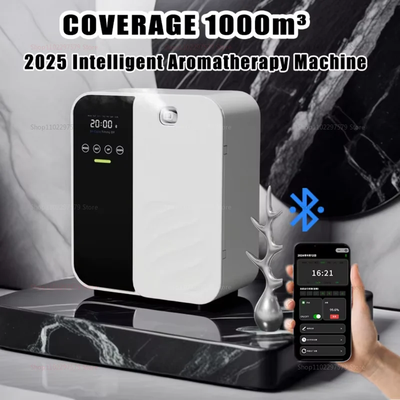 1000m³ Wall Mount Scent Diffuser Machine Bluetooth Essential Oil Aromatherapy Diffuser Electric Fragrance Dispenser for Home