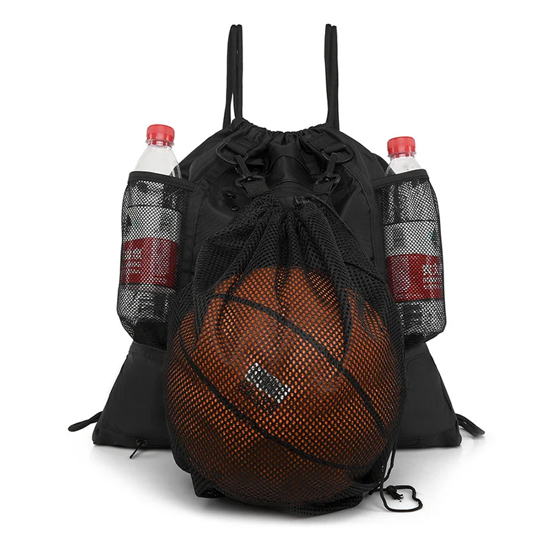 Multi-purpose Sports Drawstring Backpack Detachable Net Pocket Basketball Training Bag Large-capacity Portable Club Training Kit