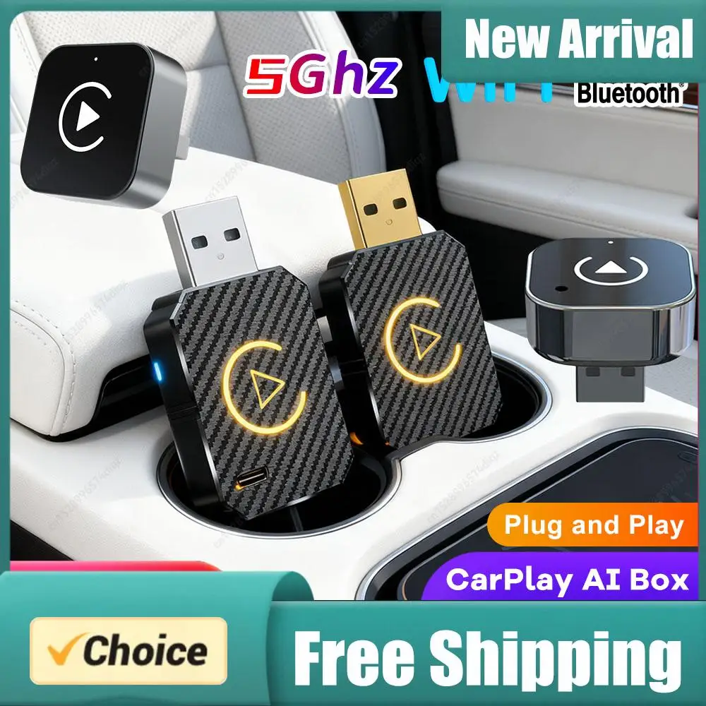 

Беспроводной адаптер 2-в-1 для CarPlay и Android Auto, AI-бокс CarPlay, автоматическое подключение, беспроводной адаптер CarPlay для автомобилей с заводской проводной системой CarPlay