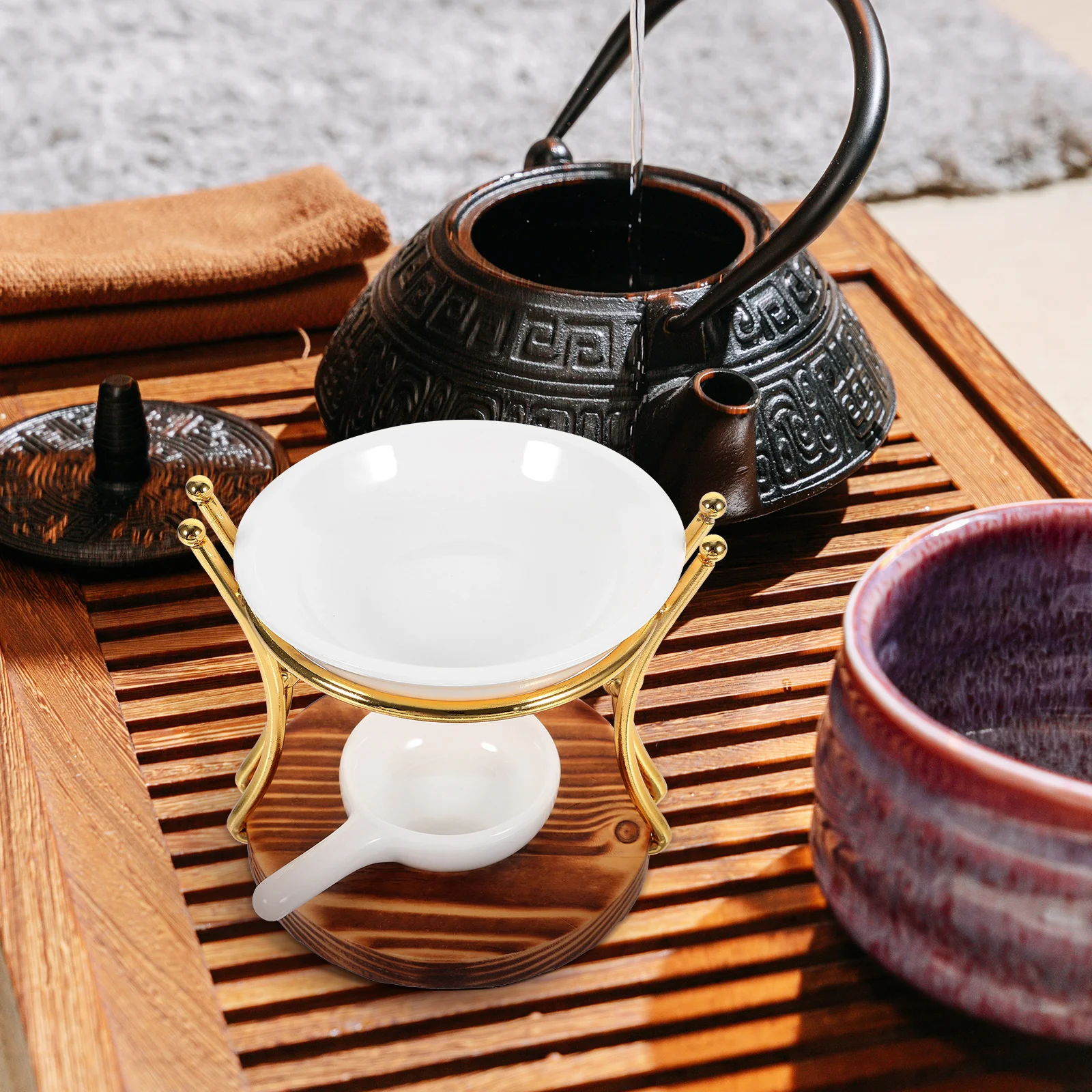 

Wood Essential Oil Diffuser Aroma Burner Stove Tealight C Holder Ceramic Wax Melt Warmer Incense Burner Aromatherapy Furnace