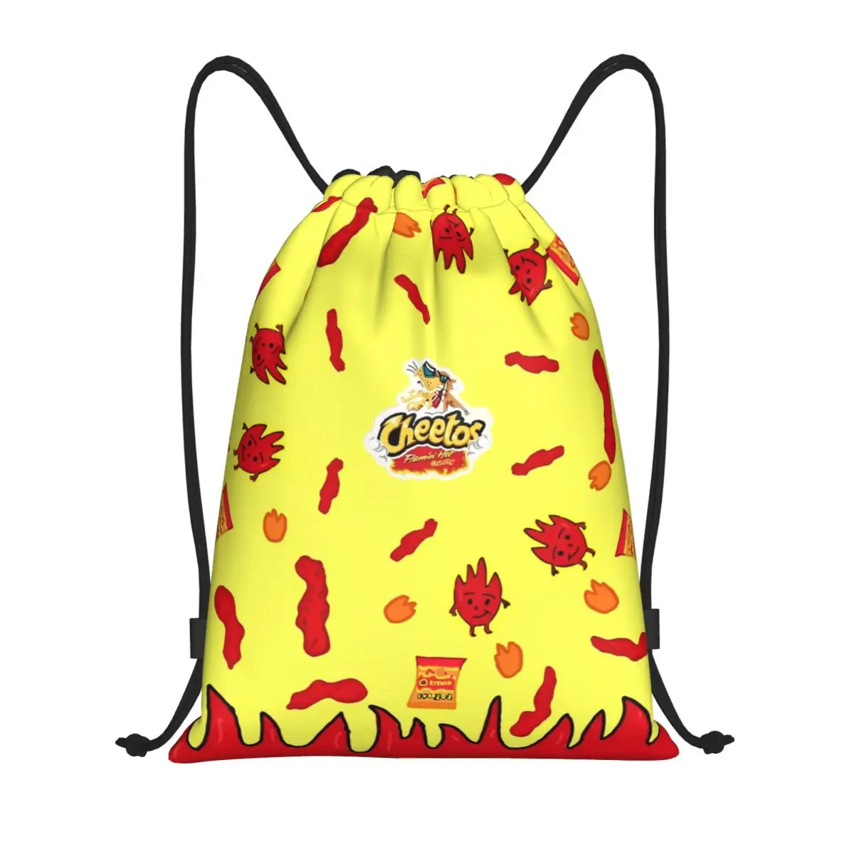 Funny Snacks Pattern Backpack Drawstring Football Bags Gym Bag Water Resistant Potato Chips String Sackpack for Yoga