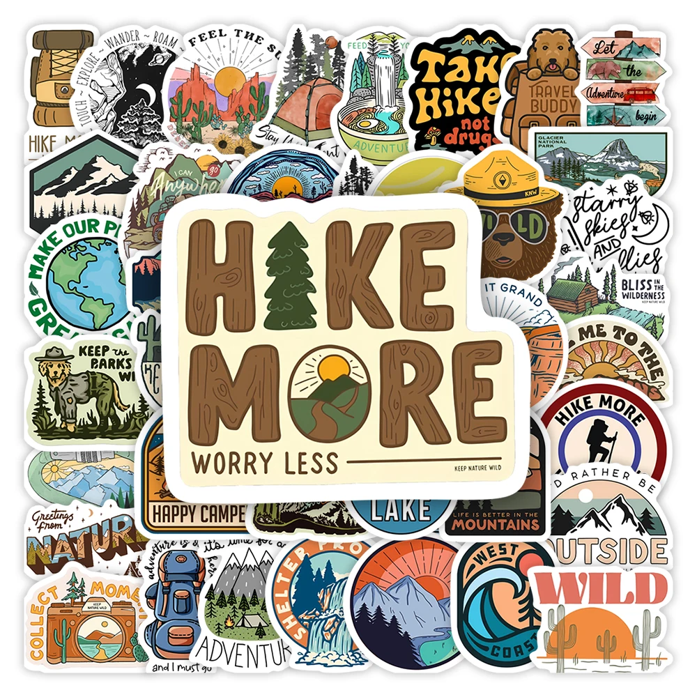 

Outdoor Hiking Stickers Forests Camping Mountains DIY Toy Decorative Decal for Scrapbook Laptop Phone Luggage Bottles Waterproof