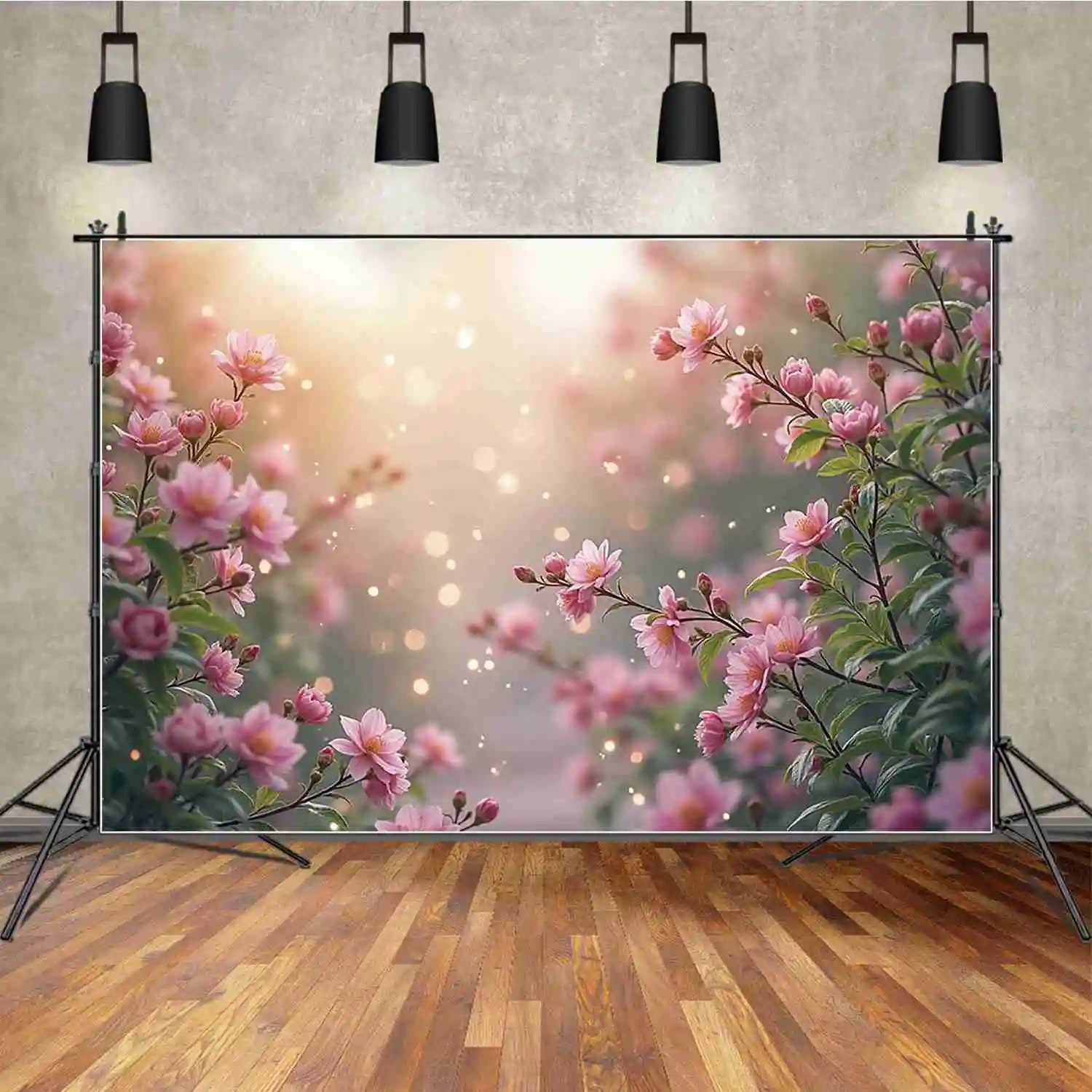 MOON.QG фон с цветочным полем для фотосъемки природный пейзаж с цветком персика весенний фон для фотосессии детский реквизит для фотостудии