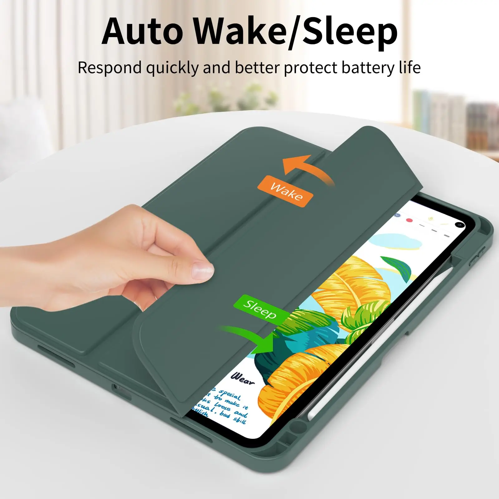 Pencil Case for iPad Air Pro 10.9 11 12.9 13 A16 10th 11th Generation Air 4 5 6 7 Trifold Stand Flip Cover With Pencil Holder view 2
