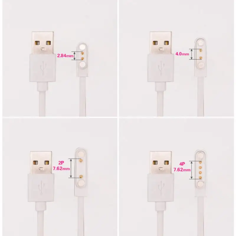 Smart Watch Magnetic USB Dock Charger 2pin 4pin Charging Cable Power Adapter For Kids Smartwatch Juicer Beauty Device Toothbrush