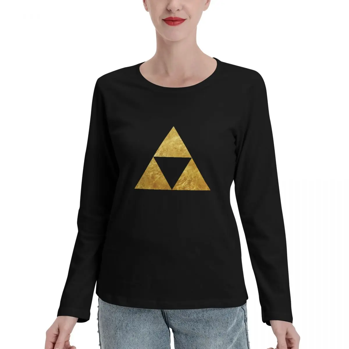 

Gold Triforce Symbol Zelda Long Sleeve T-Shirts shirts graphic tees vintage t shirt funny t shirt t-shirts for Women cotton