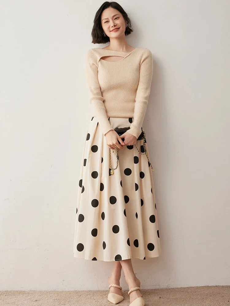 

Long Sleeve Sexy Pullover Chic Women's Autumn Winter Cashmere Sweater Female Slim Fit Clothing Soft Tops 100% Cashmere Knitwear