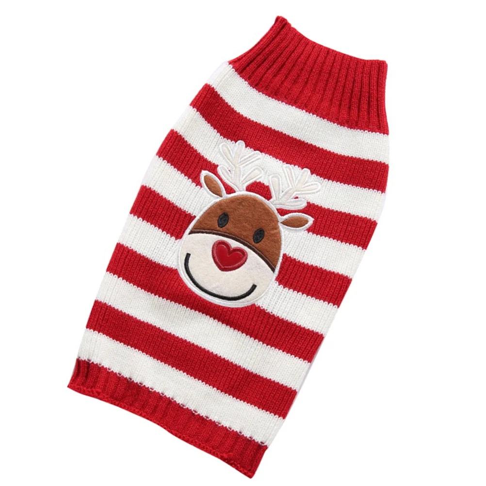 

Christmas Pet Sweater For Dogs Turtleneck Knitted Puppy Winter Coat Elk Print Stretchable Dog Clothing Size L