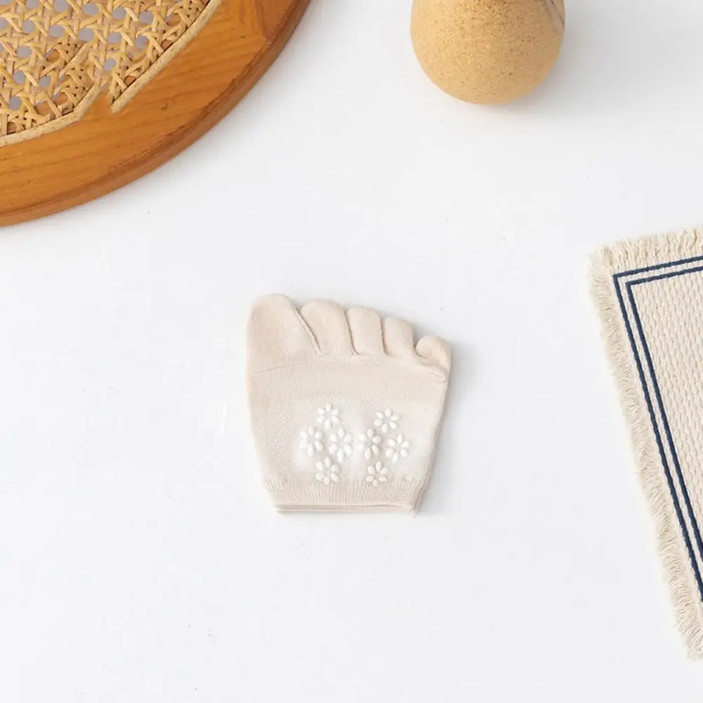 2Pairs Simple Flower Forefoot Socks Soft Anti-slip Half Feet Socks Invisible Cotton Hosiery Boat Socks Summer