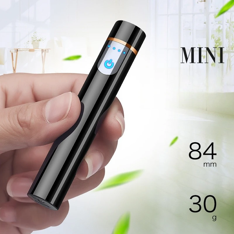 Mini Circular LCD Induction Windproof Tungsten Wire USB Charging Lighter Outdoor Compact Portable Electric Lighters Smoking Gift view 2