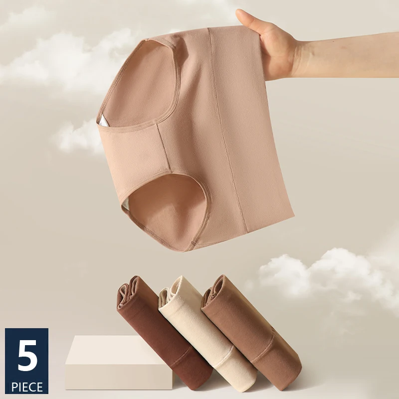 5 Teile/satz Frauen Höschen Hohe Taille Body Shaper Unterwäsche Atmungsaktive Briefs Baumwolle Unterhose Soli Panty Plus Größe Weibliche Dessous