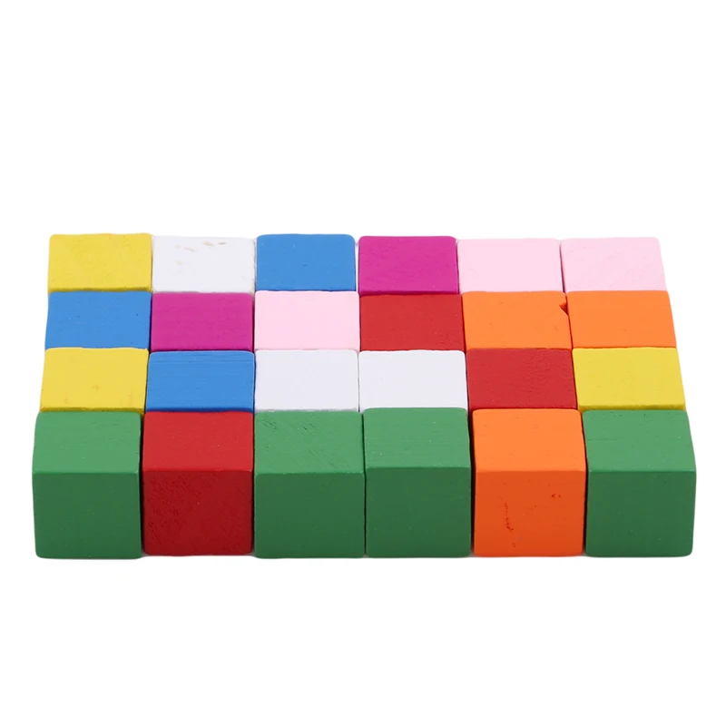 25-50 pz/pacco Montessori Colorato Cubo di Legno Blocchi Luminoso Assemblaggio Blocco Precoce Educativo Apprendimento Precoce Giocattoli Per Bambini Bambini