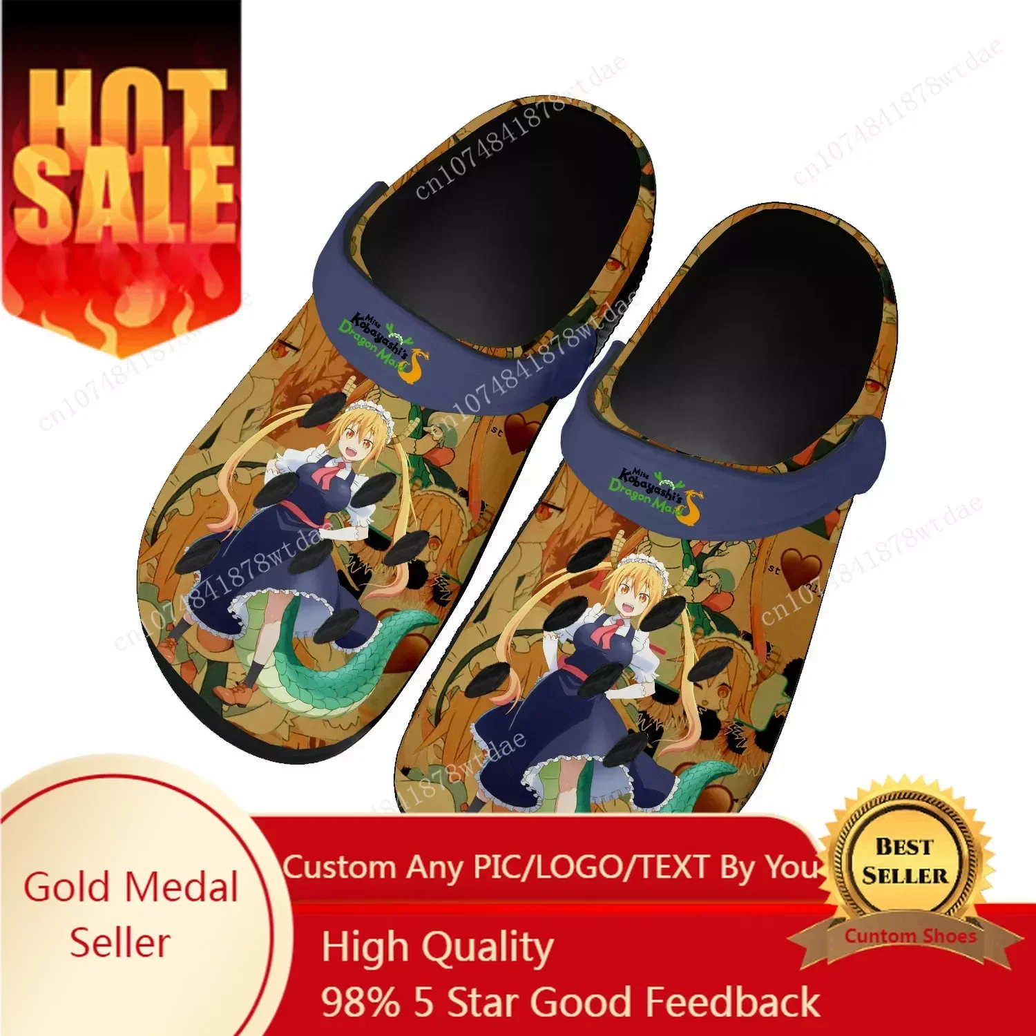 Sandálias Miss Kobayashi Dragon Maid para homens e mulheres, sapatos de água personalizados, chinelos de praia, sandálias para adolescentes, Tohru, Kamui, jardim