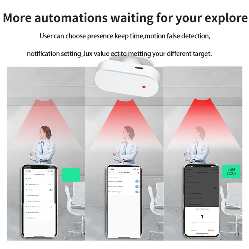 Human Presence Sensor,Millimeter Radar Wave Presence Detection Sensor,Requires TUYA HUB,WIFI Easy To Use
