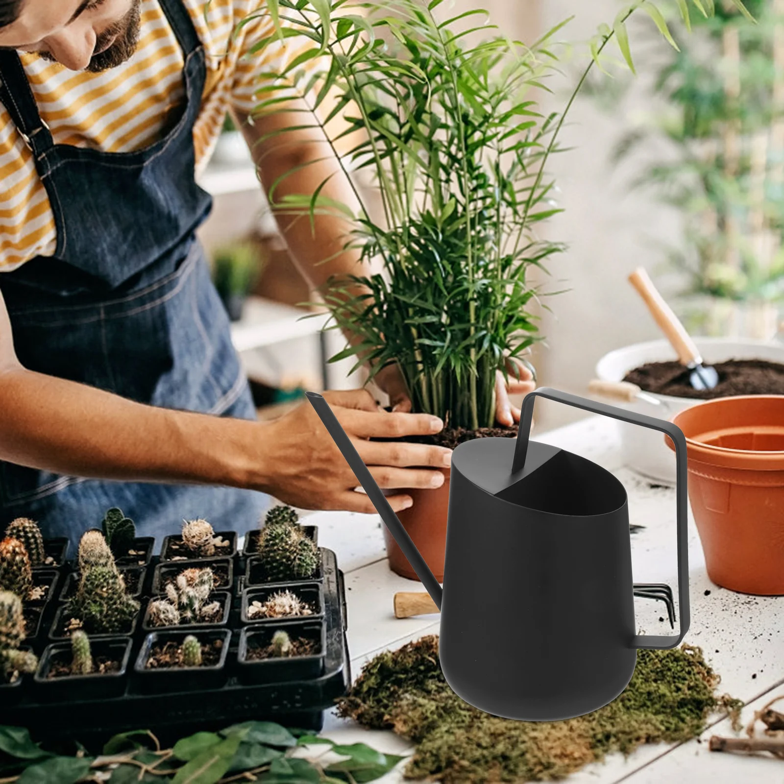 

Fine Mouth Watering Can Stainless Steel Metal Garden Pot For Indoor Outdoor Plants Long Spout Easy Grip Durable