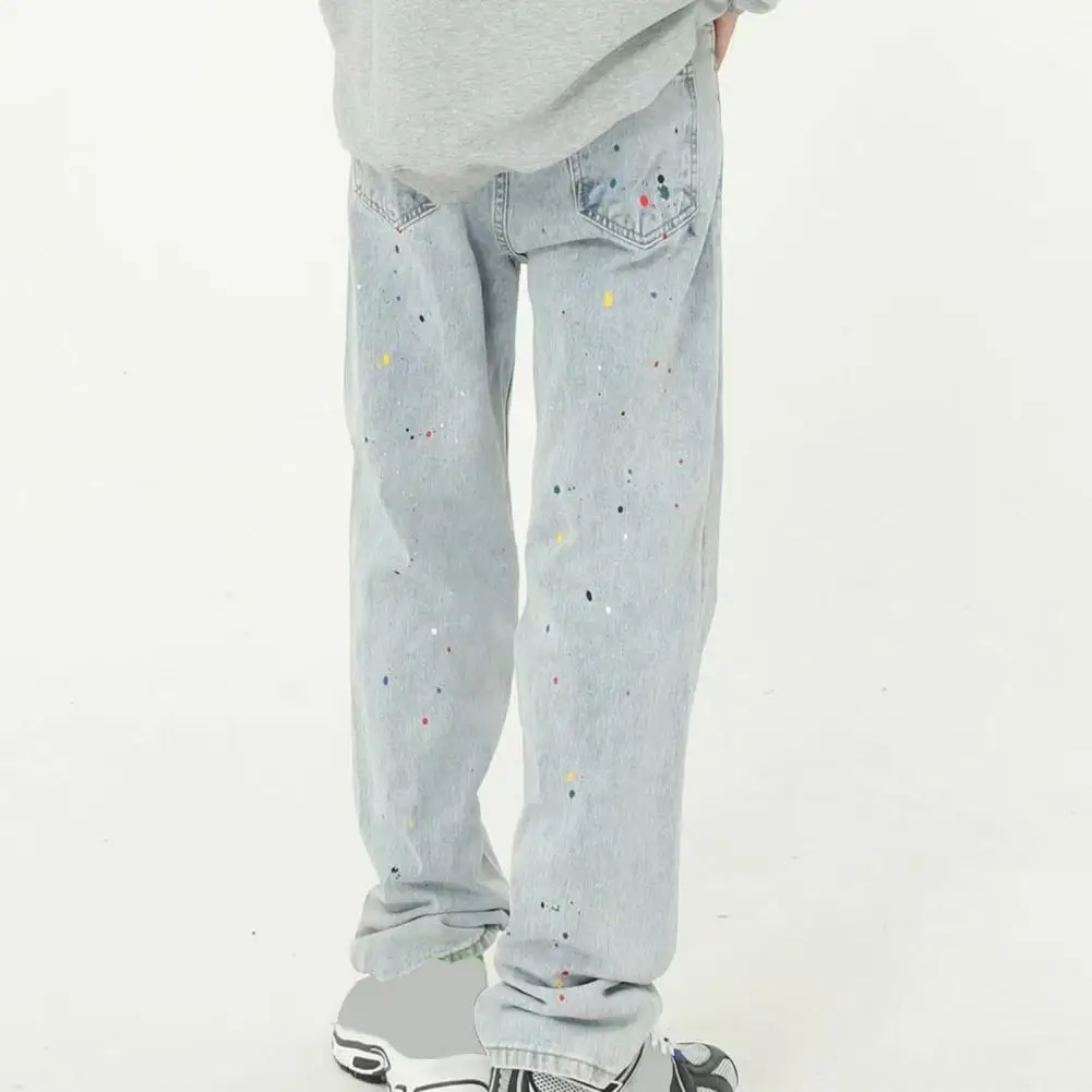 

Men Straight-legged Jeans Men's Women's Graffiti Baggy Jeans Spring Autumn Denim Pants With Zipper Button Fly For Fashion