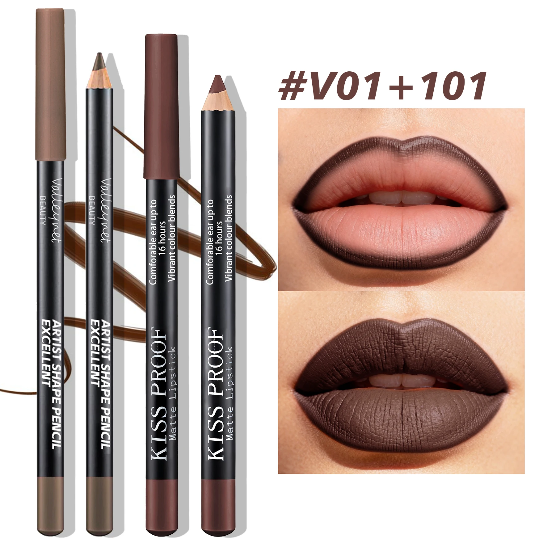 Conjunto de batom e esmalte labial fosco de veludo 2 tamanhos, conjunto combinado de lábios à prova d'água de longa duração, cosméticos tutoriais de maquiagem