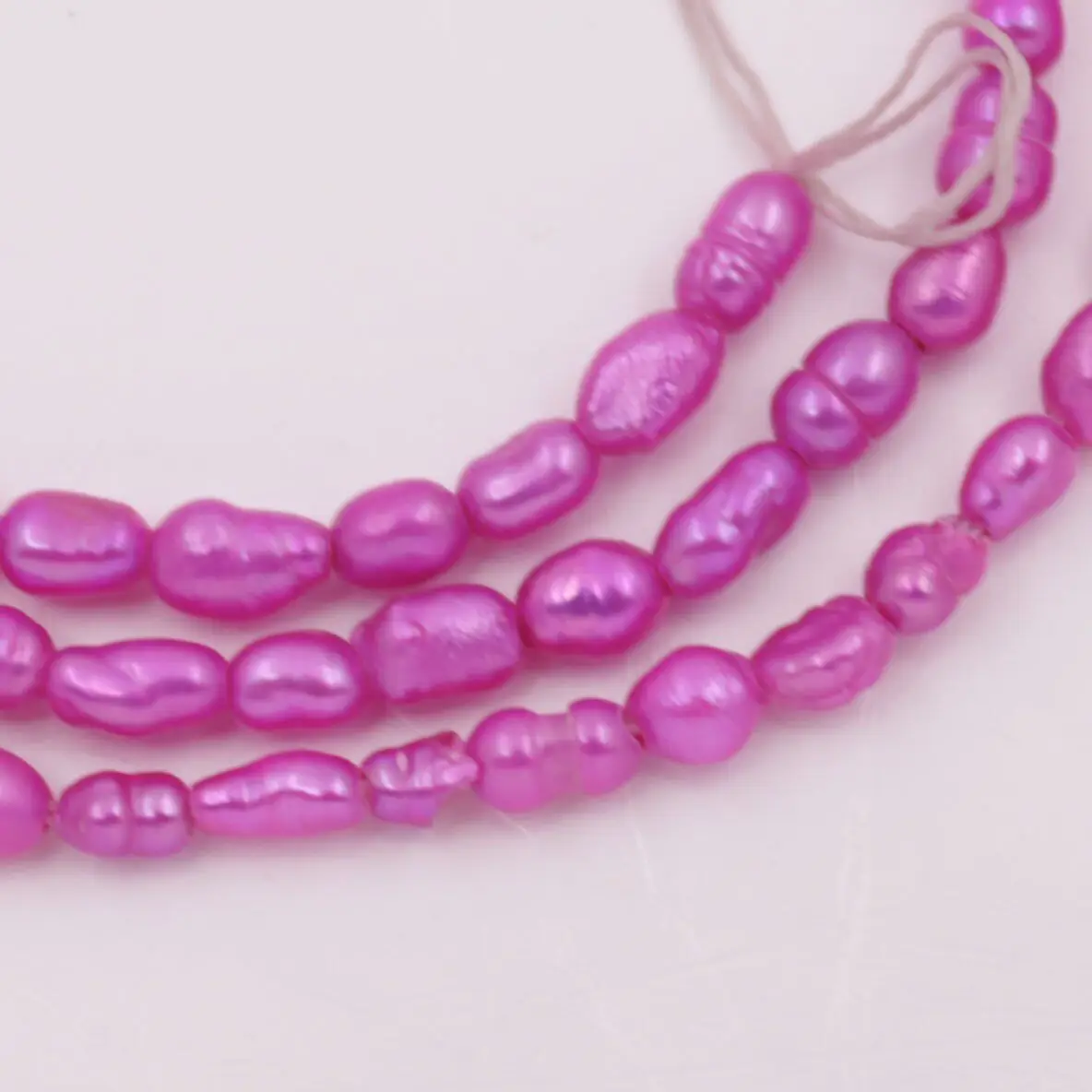 3mmX4mm-5mm Teardrop ringed Pink Pearl Loose Beads 14.5