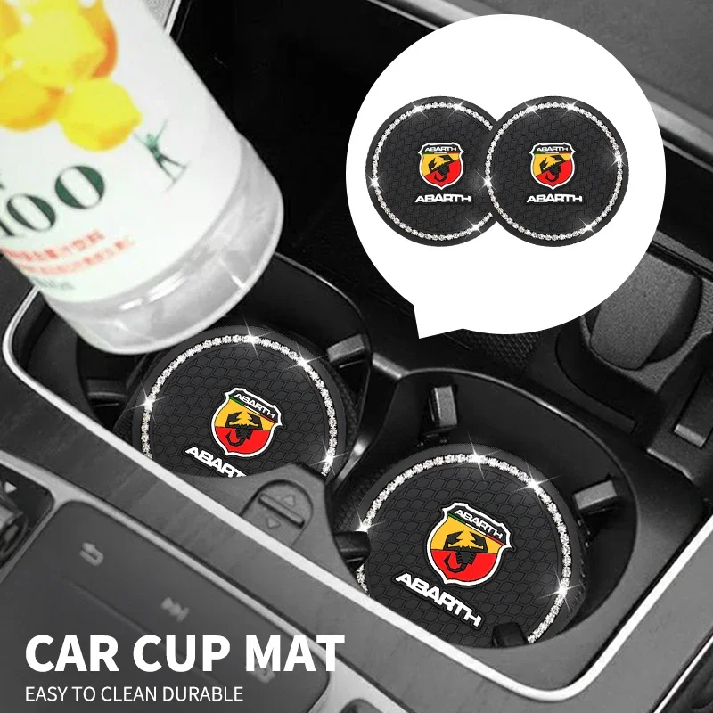 1/2pcs Non-slip Car Diamond Water Cup Pad Rhinestone Silicon Mat For Abarth Stilo Ducato Palio Bravo Linea Doblo 500 Grande Tipo