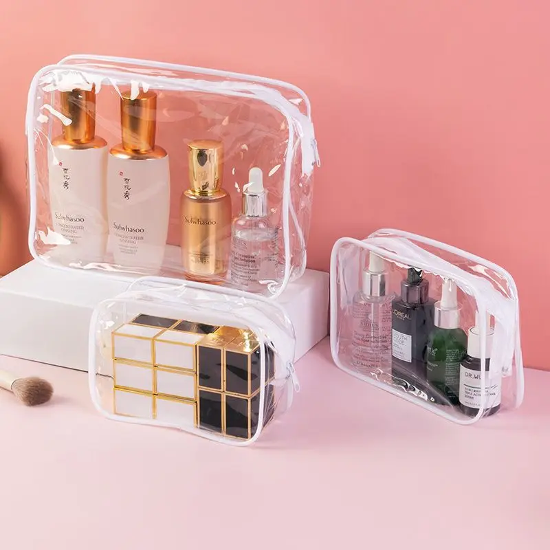 Transparent PVC Makeup Bag Waterproof Travel Toiletry Bag Zipper Pouch for Business Trip & Daily Use