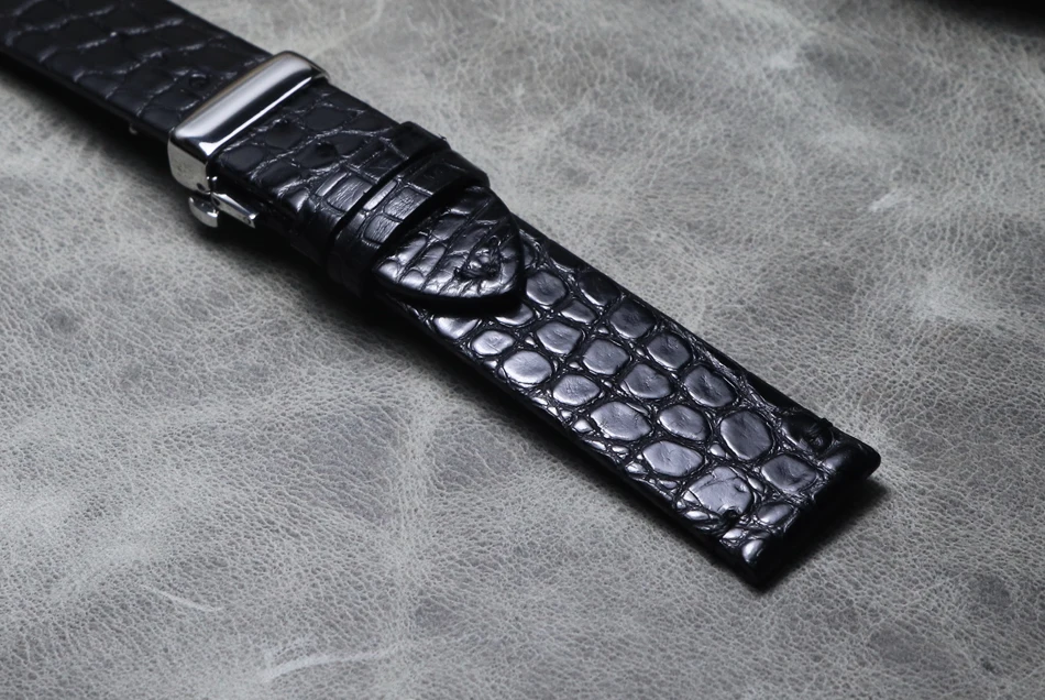 Bracelet de montre en cuir véritable, bracelet noir de haute qualité, chaîne de montre en peau de crocodile, accessoires de bracelet, ceinture, 18mm, 19mm, 20mm, 21mm, 22mm