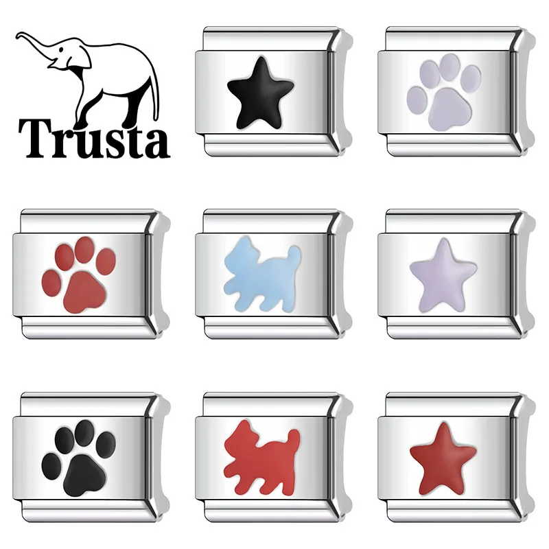 Trusta نمط جديد جرو نجوم باو طباعة سحر الروابط الإيطالية 9 مللي متر سوار الفولاذ المقاوم للصدأ للنساء DIY بها بنفسك المجوهرات بالجملة N628