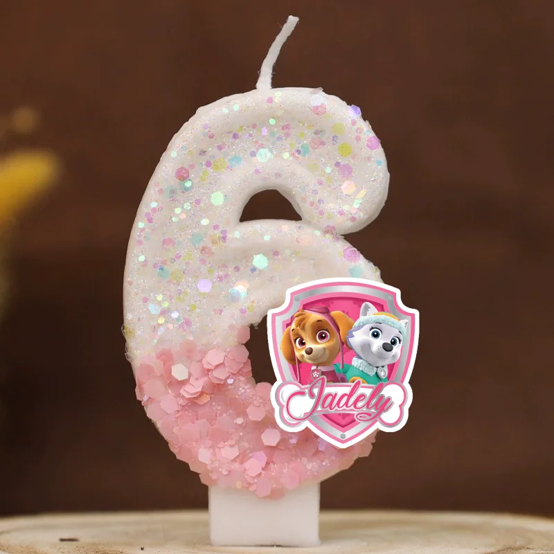 Cartoon Paw Patrol Thema Kerze 0-9 Nummer Geburtstag Kuchen Jahrestag Party Baby Dusche Kerzen Szene Dekoration Lieferungen – Detail 6