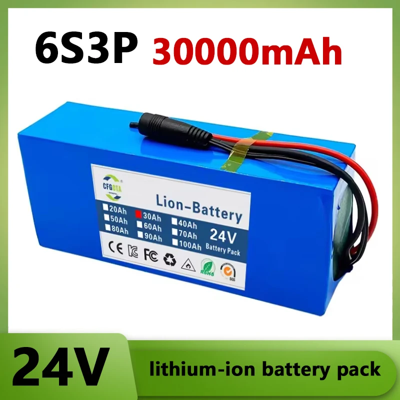 NOWY akumulator litowy 6s3p 24V 20Ah-50Ah 18650, pakiet akumulatorów litowo-jonowych 24V 50000mAh + ładowarka