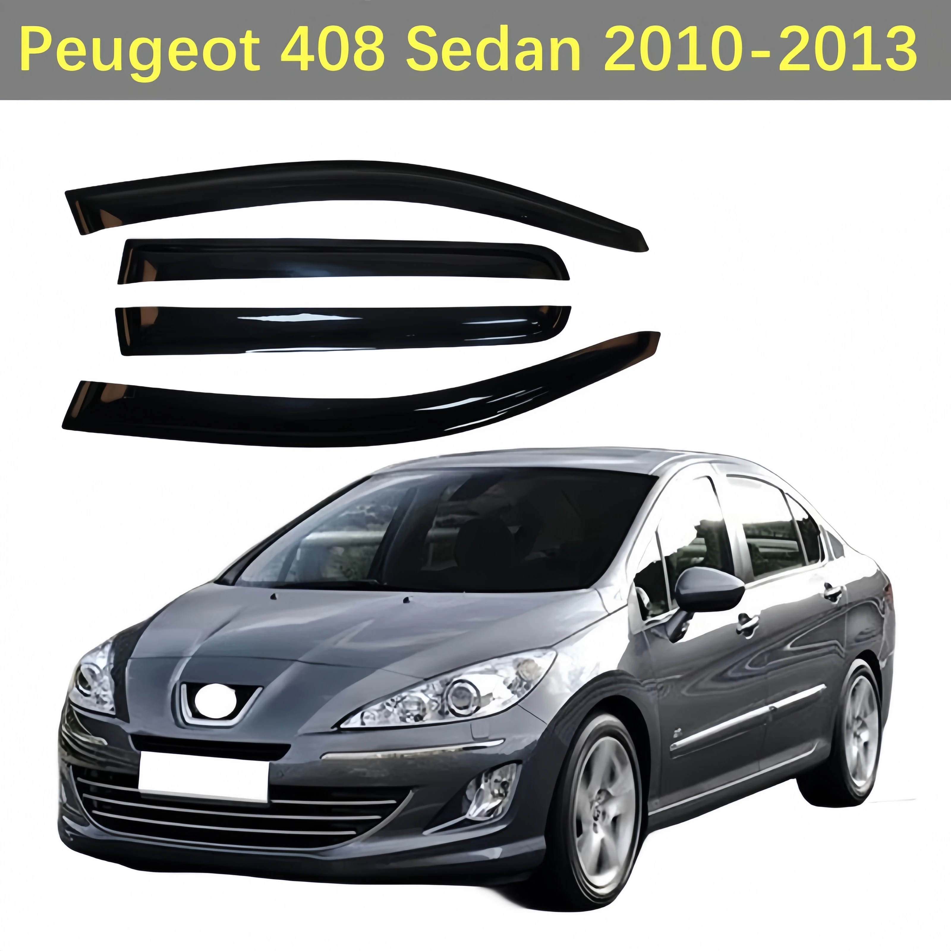 

For Peugeot 408 Sedan 2010-2013 Car Styling Accessories Window Visor Deflector Weathershield Sun Rain Deflectors Guards Cover