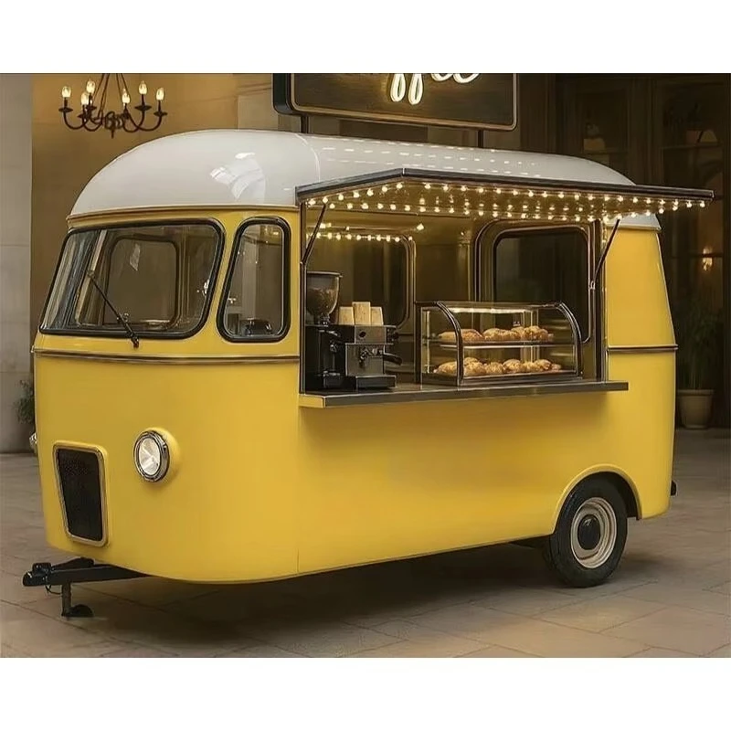 عربة بيع الوجبات السريعة المخصصة في الهواء الطلق المحمول COC DOT CE شاحنة طعام قابلة للقطر معتمدة للقهوة معتمدة من COC DOT CE