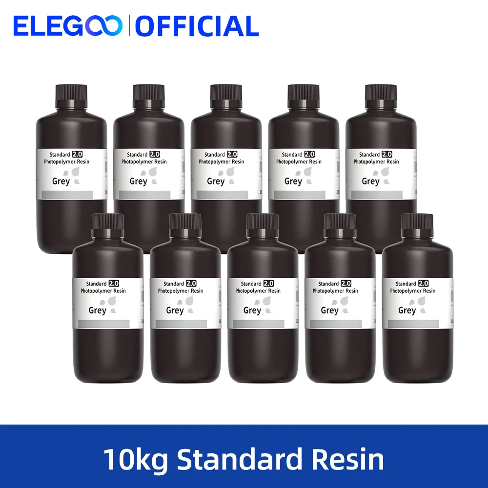 ELEGOO 10KG 3D Printer Resin Set 10 bottles LCD UV-Curing Resin 405nm Standard Photopolymer Resin for LCD 3D Printing Grey Color