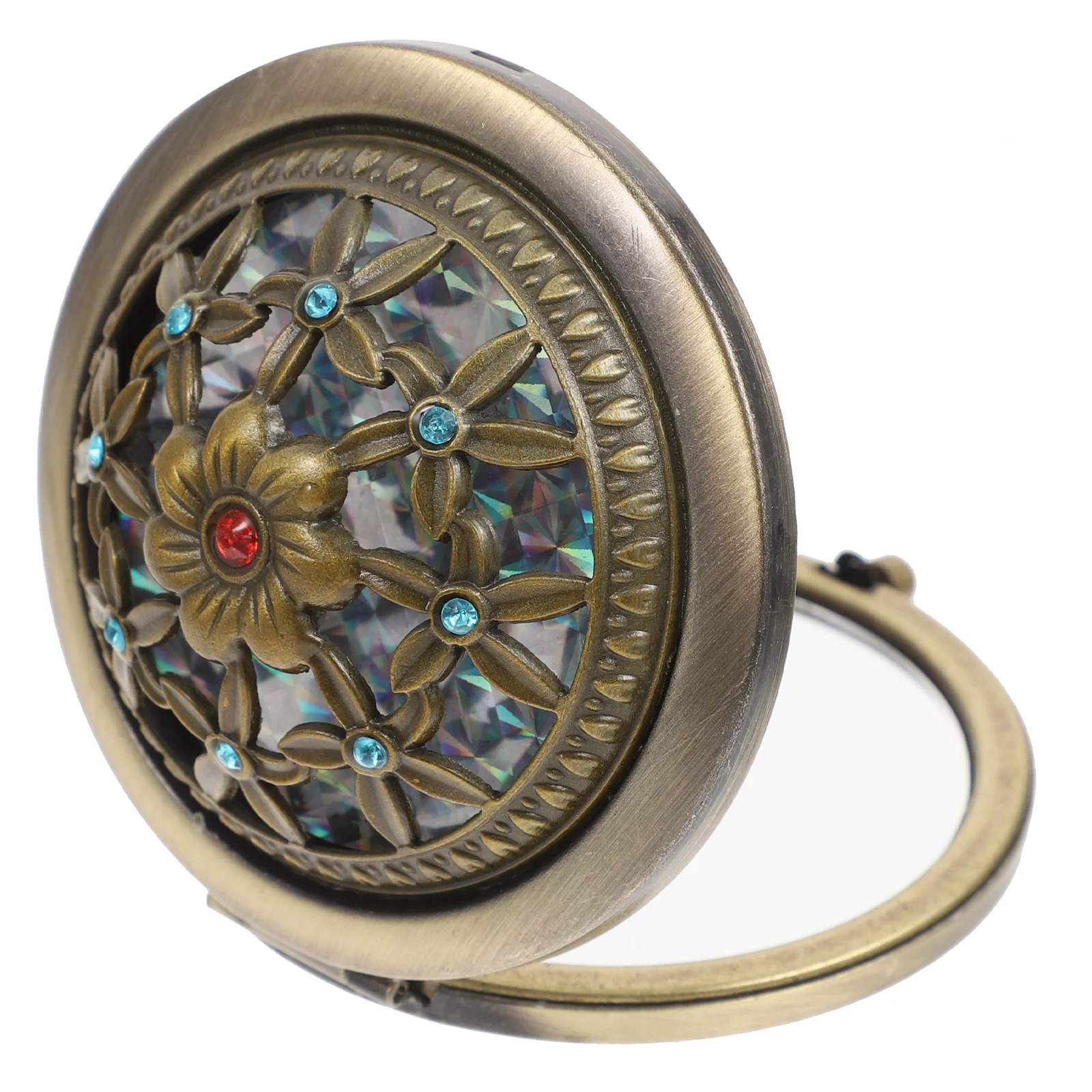 

1 Piece Portable 7Cm Folding Makeup Mirror with Floral Pattern Double Sided Mirror for Purse Pocket Travel