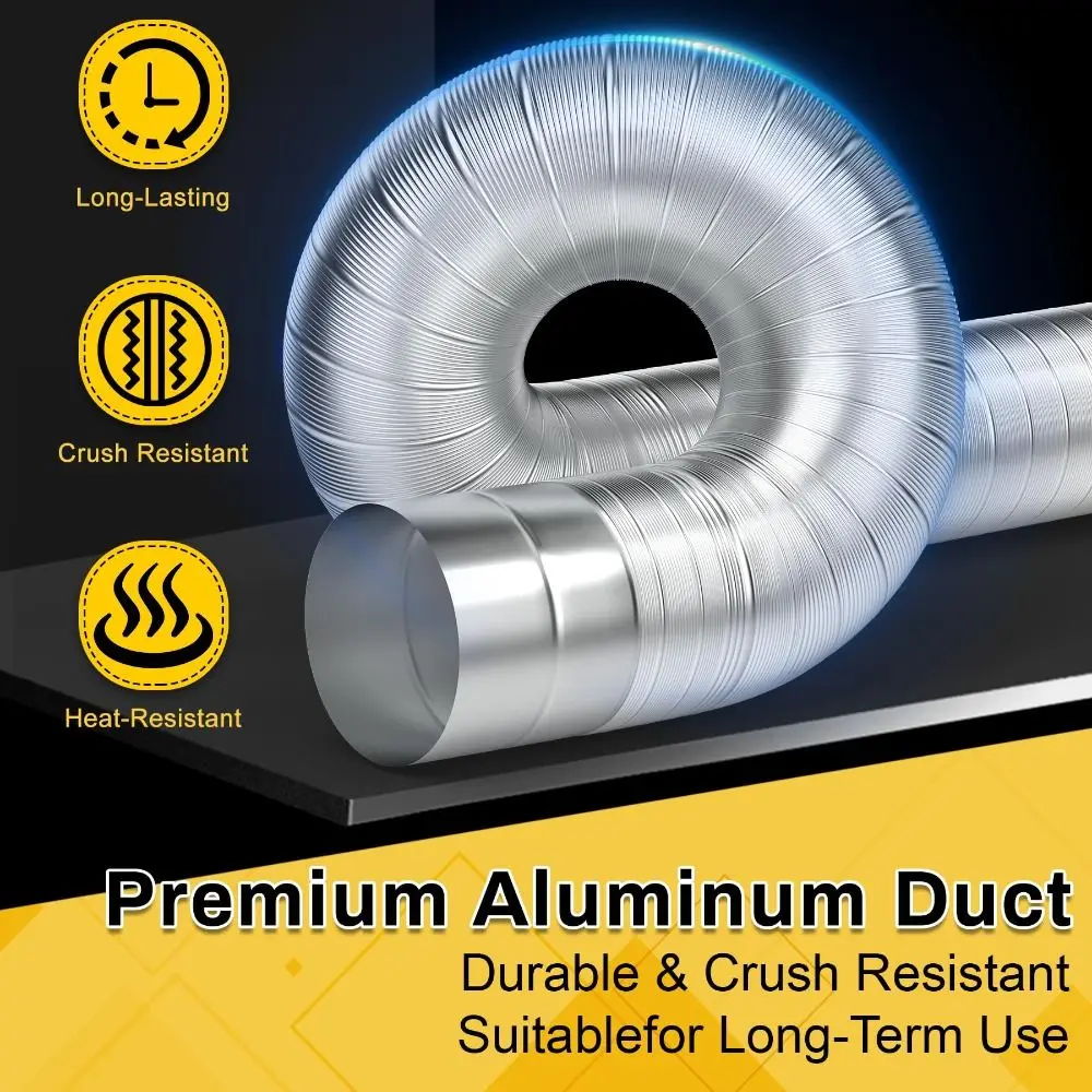 Professional 1.5m Dryer Vent Hose Aluminum Insulated Dryer Vent Pipe Heavy-Duty 3 Layer Protection Exhaust Pipe Ventilation