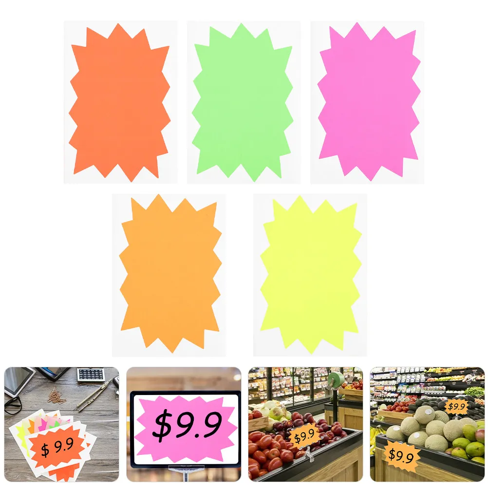 

100Pcs Blank Price Tags Fluorescent Self-Adhesive Stickers for Retail Supermarket Garage Sale Labeling Colorful Pricing Signs