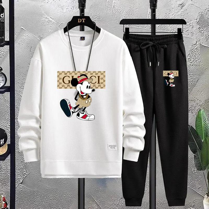 

2025 Cross border Europe and America Hot Selling Disney Mickey Couple Hoodie Set Fashion Sports Set Sportswear Men's Wear