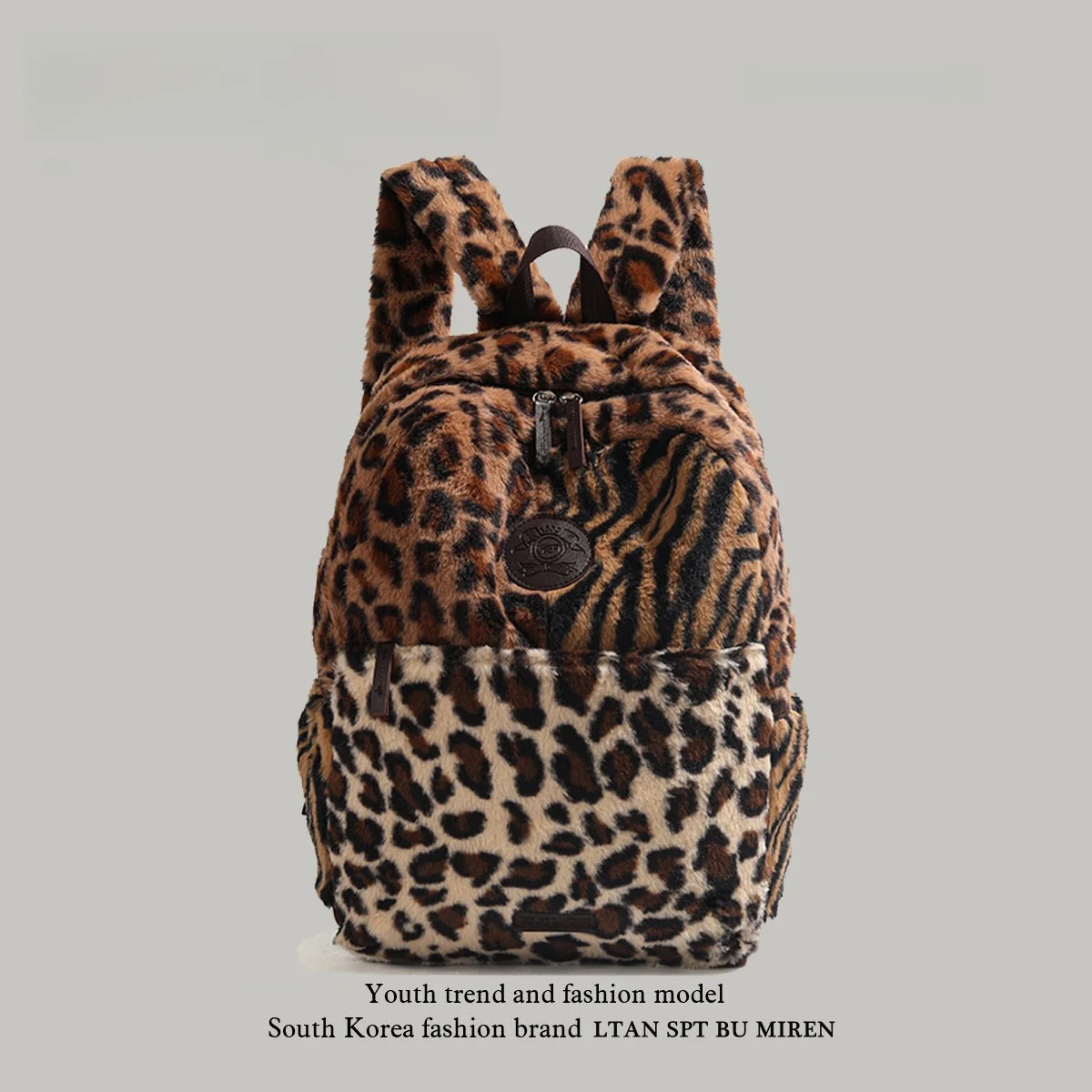 

Street Sle Plaid Fur Spliced Large Capaci Bapa ex Student Bookbag Trendy Cool Autumn Winter New Arrival