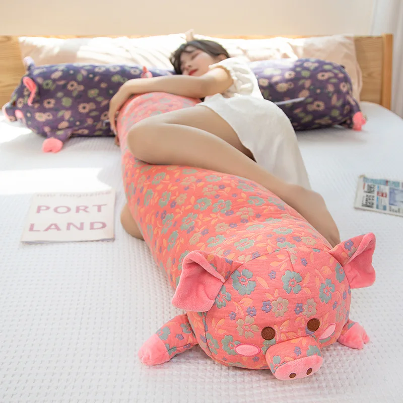 Cartoon Cute Printing Cloth Pig Plush Toys Long Pig Pillow Soft Cushion Classics Pig Doll Christmas Birthday Gift for Kids