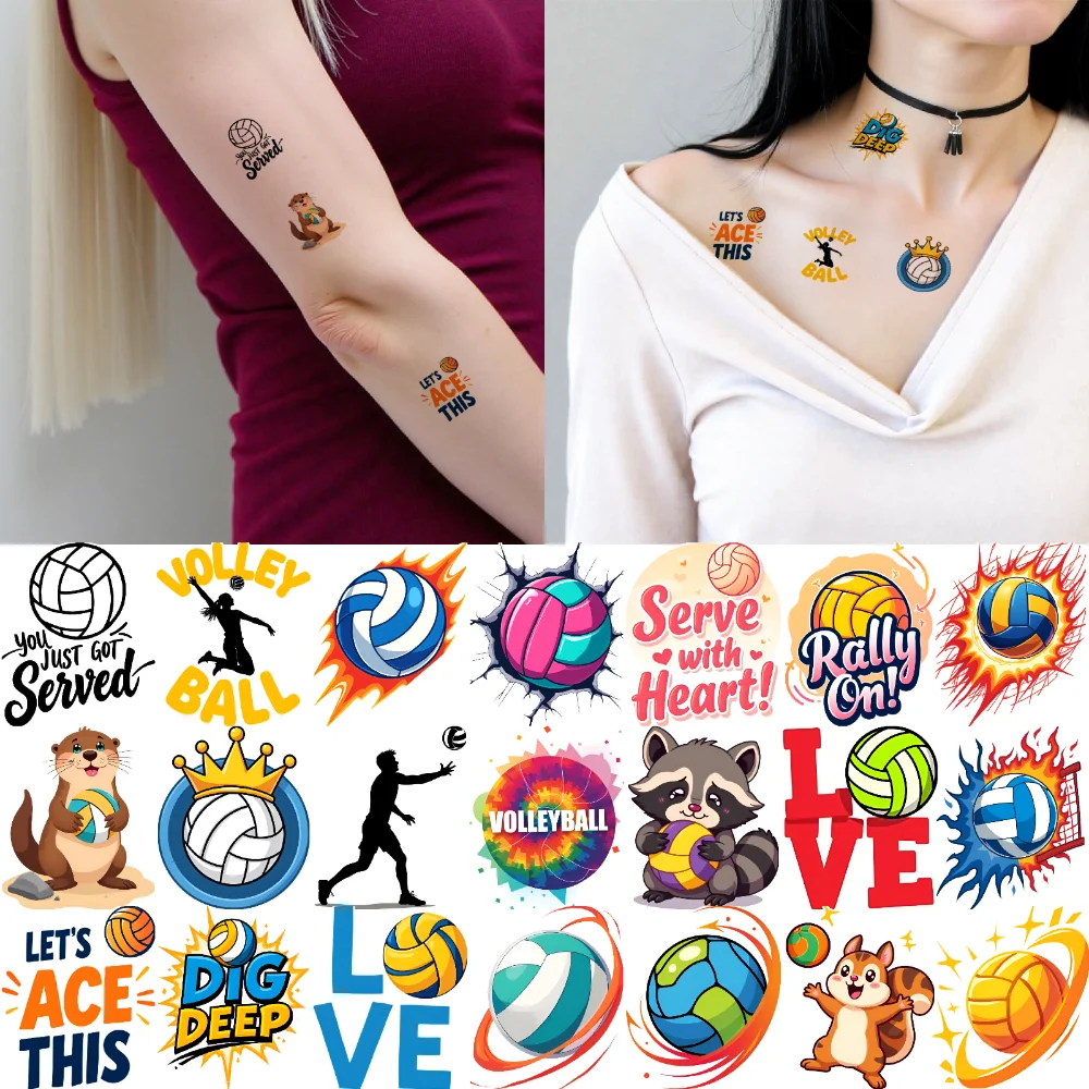 54pcs Temporary Tattoo Volleyball Stickers Waterproof Long-lasting Body Stickers Motivational Stickers For Arms Men Adults