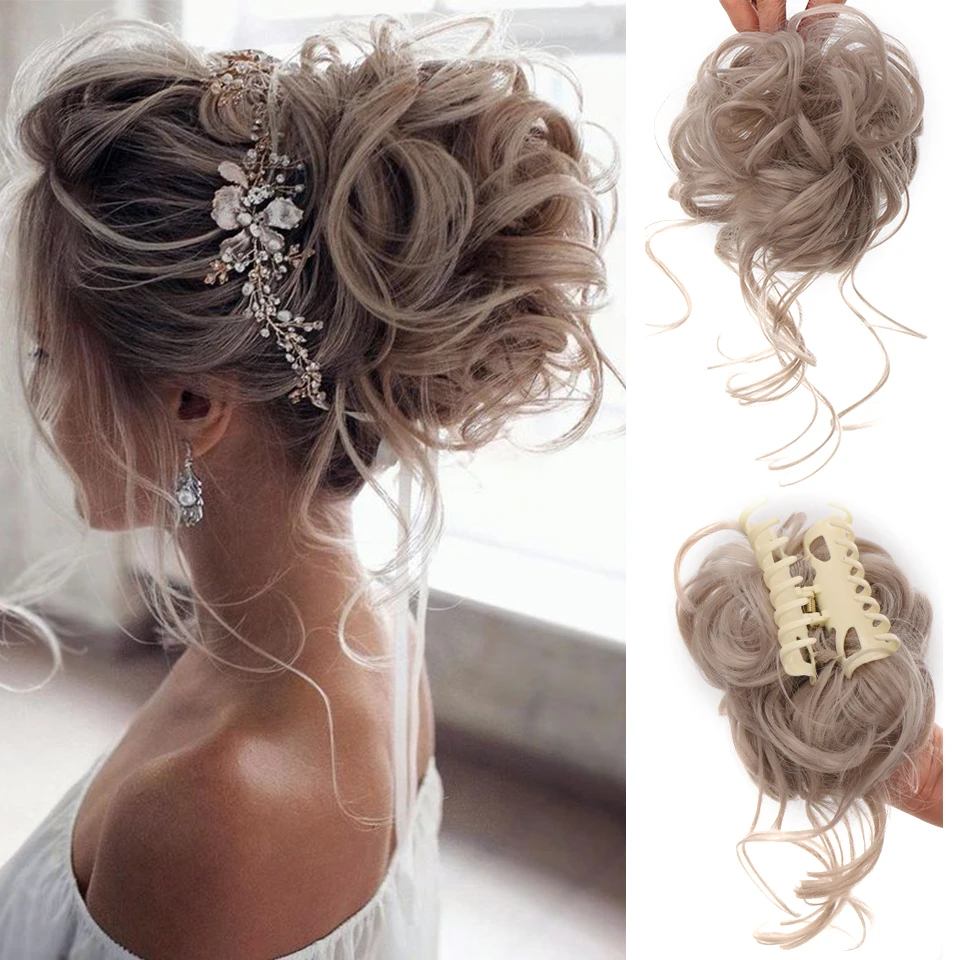 

DIFEI Synthetic Claw Clip-on Hair Chignons Messy Curly Long Hair Extension Donut Roller Bun Wig Claw Clip In Hairpiece for Women