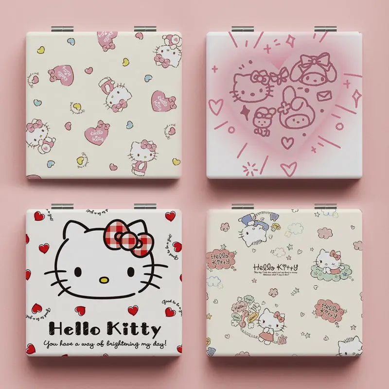 MiniSO Sanrio Hello Kitty My Melody อะนิเมะ catoon ของขวัญสำหรับเด็กผู้หญิงที่มีกระจกแต่งหน้าพับได้และกระจกพกพา