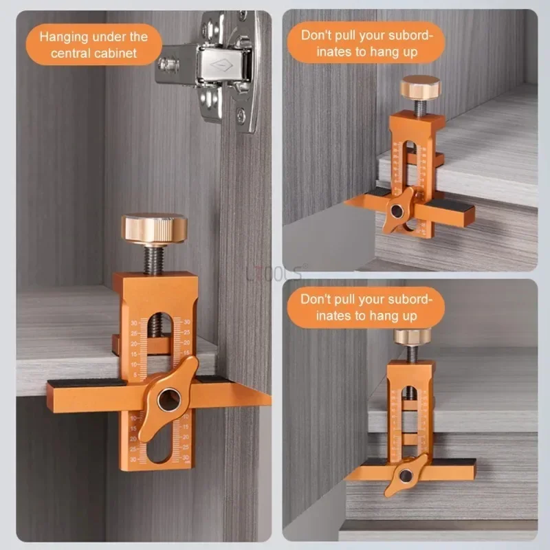 Cabinet Door Specific 2 in 1 Quick Leveling Mounting Jig Woodworking Door Panel Rebounding Device Punching Locator Precision Jig