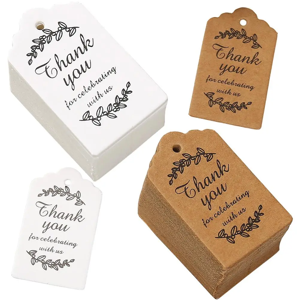 200 قطعة من ملصقات حقيبة الهدايا، ملصقات شكرًا لك على الهدايا المفضلة، بطاقات ورقية مصنوعة يدويًا، علامة العروس