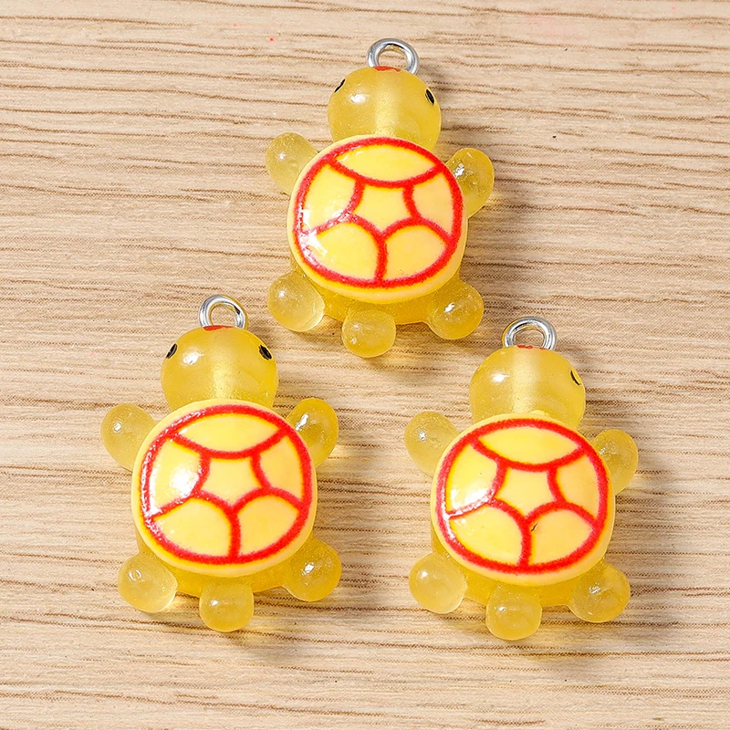 10 Stück 16x25mm Cartoon Tier Charms Bonbonfarben Harz Schildkröte Charms Anhänger für Schmuckherstellung Ohrringe Halskette DIY Handwerk Geschenk – Detail 9