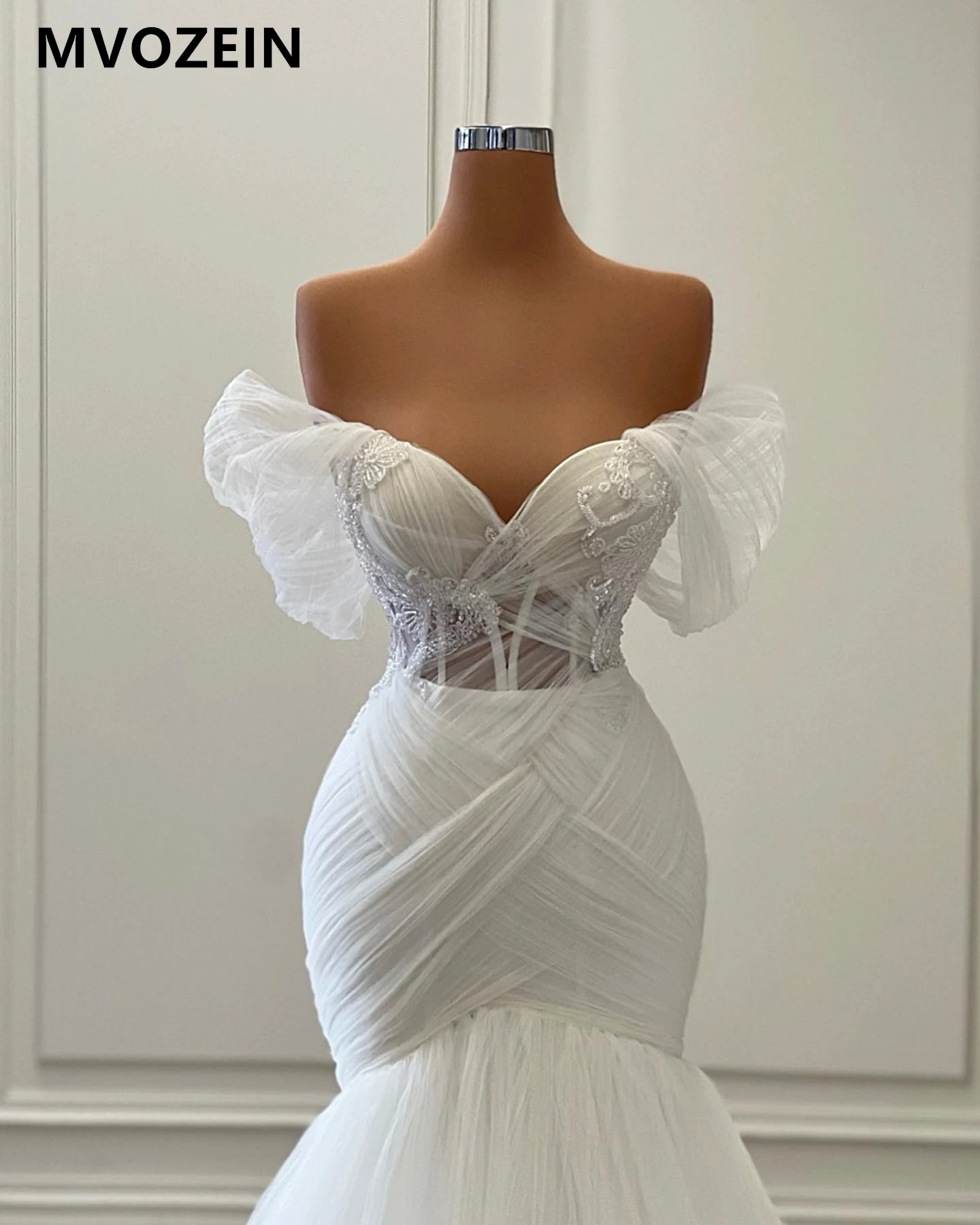 Luxury Ivory Wedding Dresses Mermaid Sexy Off The Shoulder Bridal Dress Mermaid Wedding Party Gown Plus Size Wedding Dress