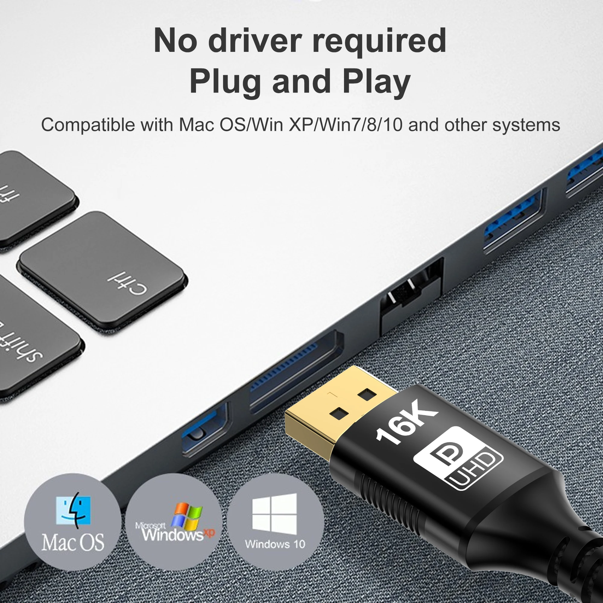 CableDeconn Mini DP to DisplayPort 16K Cable 8K@120Hz 4K@240Hz DisPlayPort 2.0 Bi-Directional Video Transmission