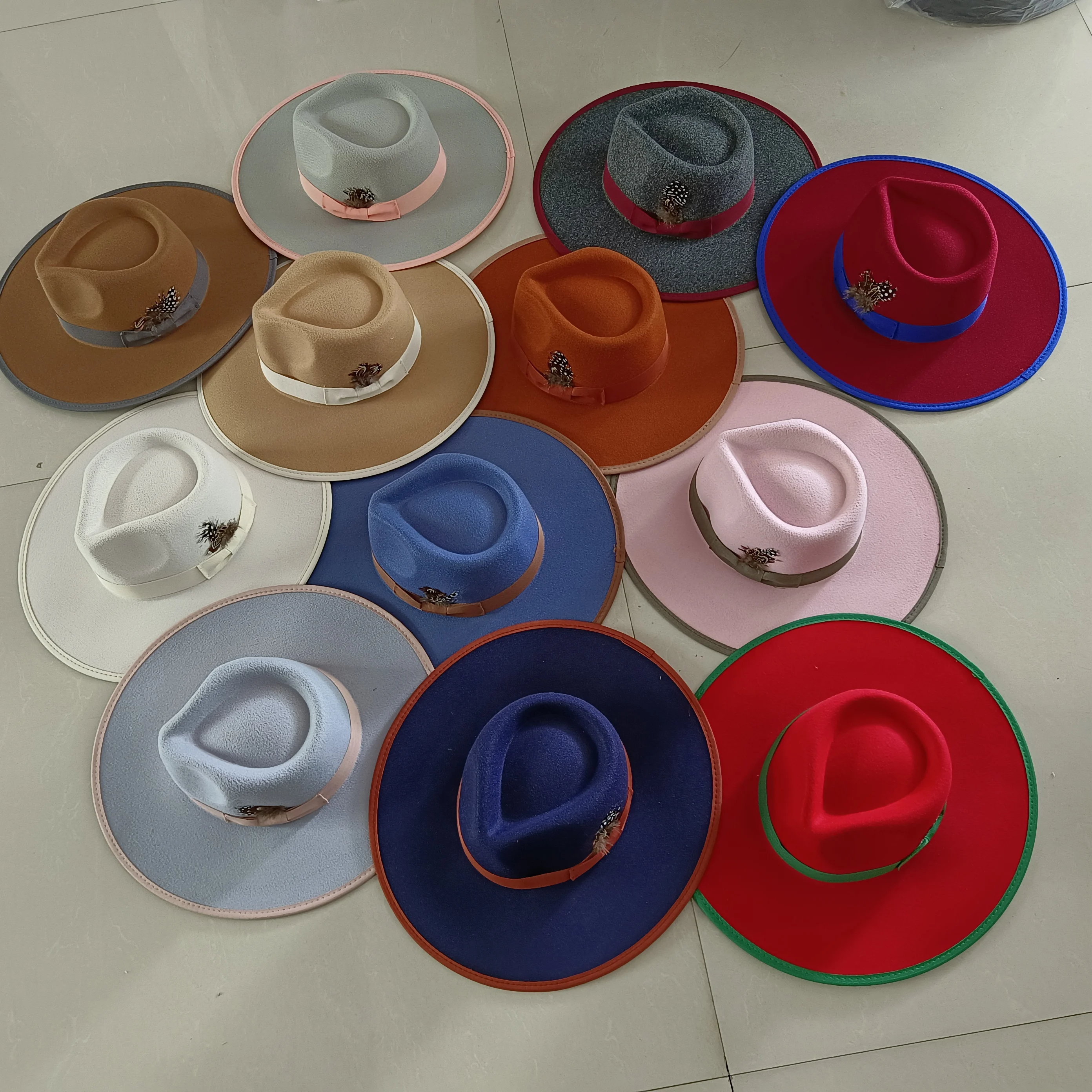 wide brim fedora diamond hat  large brim women hat men unisex  bowknot  jazz hat for men and women wholesale price cowboy hat